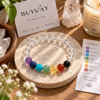 7 Chakra Clear Quartz Bracelet