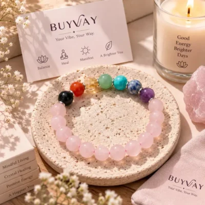 7 Chakra Rose Quartz Bracelet